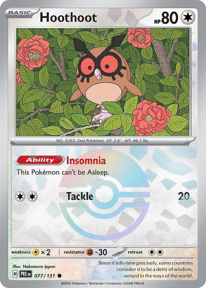 Hoothoot 077/131 (SV: Prismatic Evolutions)  - Poke Ball Holofoil | Good Games Cannington