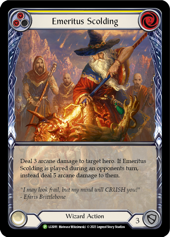 Emeritus Scolding (Yellow Extended Art) [LGS091] (Promo)  Rainbow Foil | Good Games Cannington