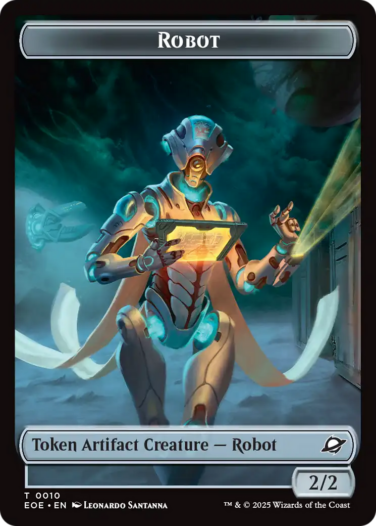 Robot // Emblem - Tezzeret, Cruel Captain Double-Sided Token [Edge of Eternities Tokens] | Good Games Cannington