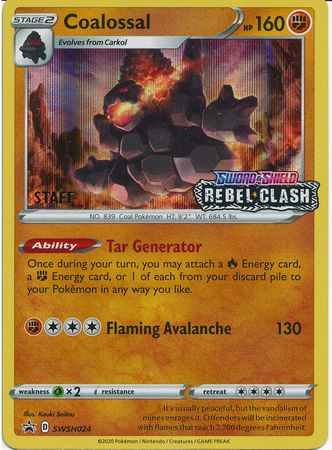 Coalossal (SWSH024) (Staff Prerelease Promo) [Sword & Shield: Black Star Promos] | Good Games Cannington