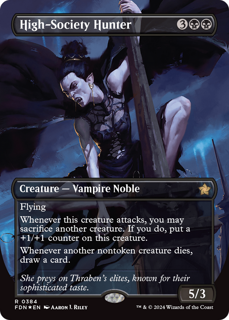 High-Society Hunter (Borderless) (Mana Foil) [Foundations] | Good Games Cannington