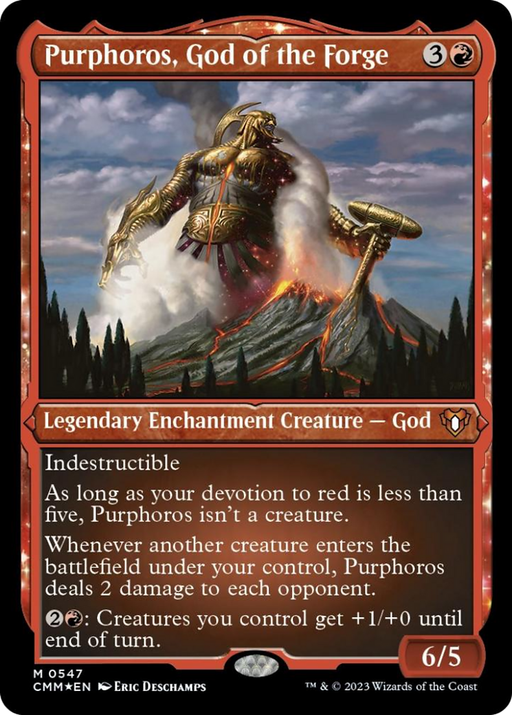 Purphoros, God of the Forge (Foil Etched) [Commander Masters] | Good Games Cannington