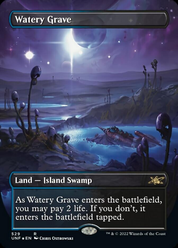 Watery Grave (Borderless) (Galaxy Foil) [Unfinity] | Good Games Cannington