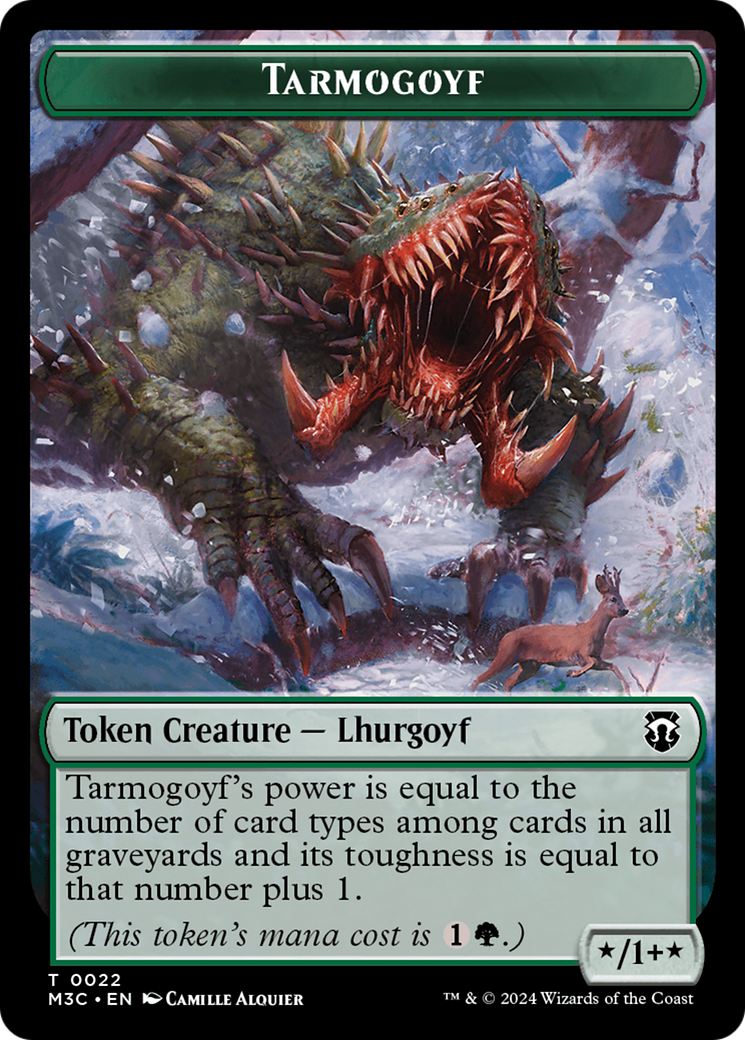 Tarmogoyf (Ripple Foil) // Goblin Double-Sided Token [Modern Horizons 3 Commander Tokens] | Good Games Cannington
