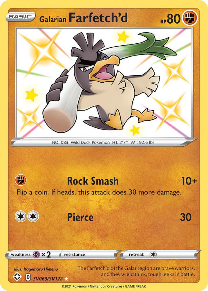 Galarian Farfetchd SV063/SV122 (Shining Fates: Shiny Vault)  - Holofoil | Good Games Cannington