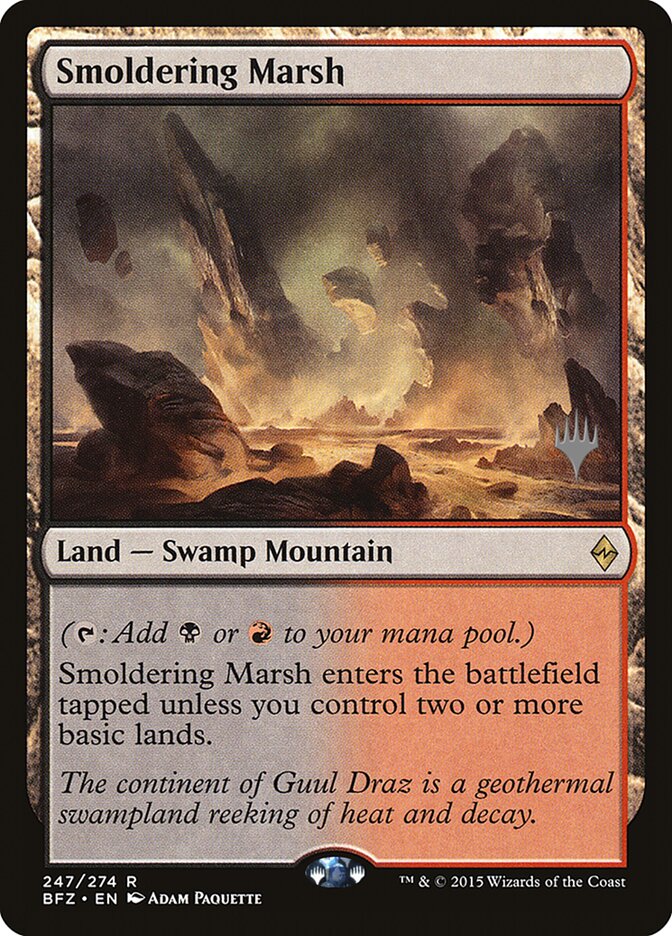Smoldering Marsh [Battle for Zendikar Promos] | Good Games Cannington