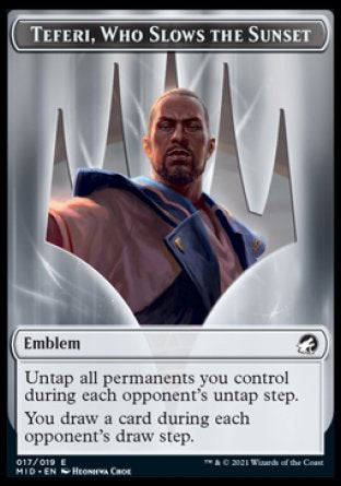 Zombie (005) // Teferi, Who Slows the Sunset Emblem Double-Sided Token [Innistrad: Midnight Hunt Tokens] | Good Games Cannington