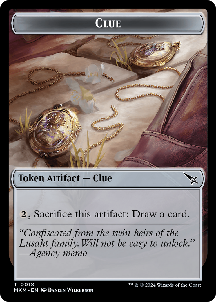 Clue (0018) // A 0045 Double-Sided Token [Murders at Karlov Manor Tokens] | Good Games Cannington