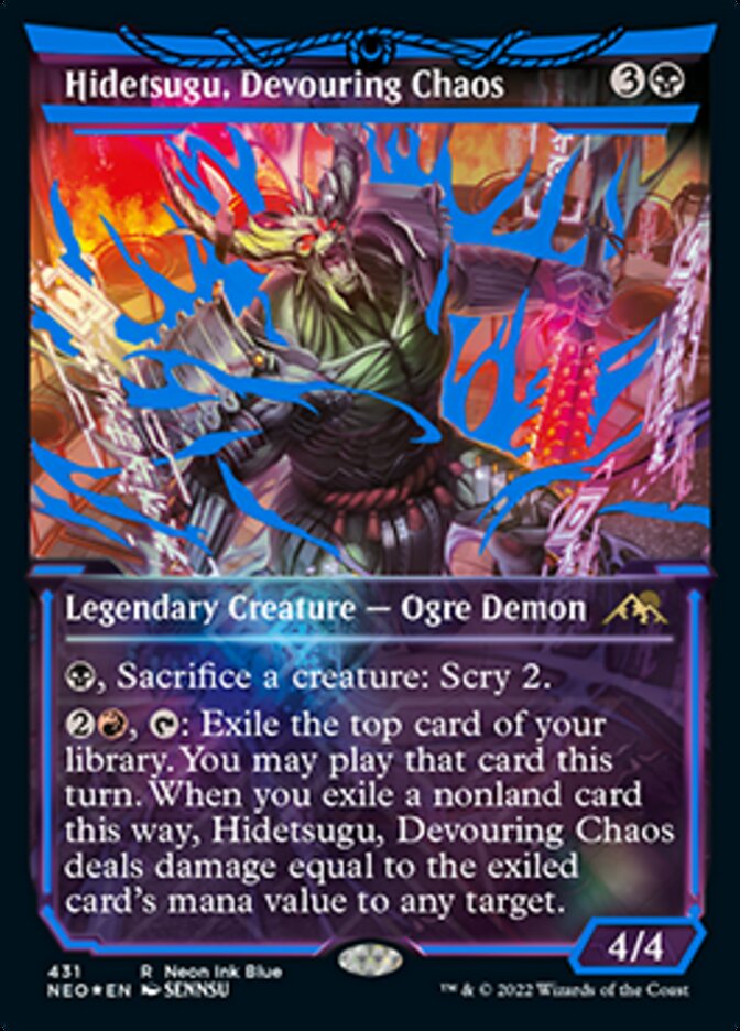 Hidetsugu, Devouring Chaos (Neon Ink Blue) [Kamigawa: Neon Dynasty] | Good Games Cannington