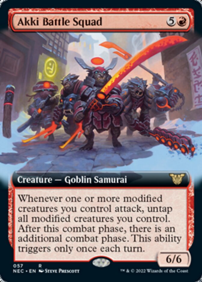 Akki Battle Squad (Extended Art) [Kamigawa: Neon Dynasty Commander] | Good Games Cannington