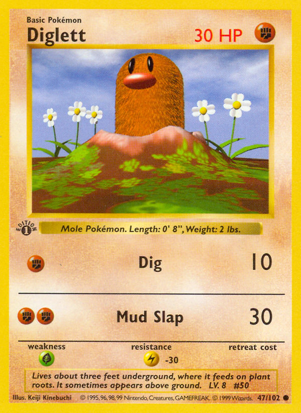 Diglett (47/102) (Shadowless) [Base Set 1st Edition] | Good Games Cannington