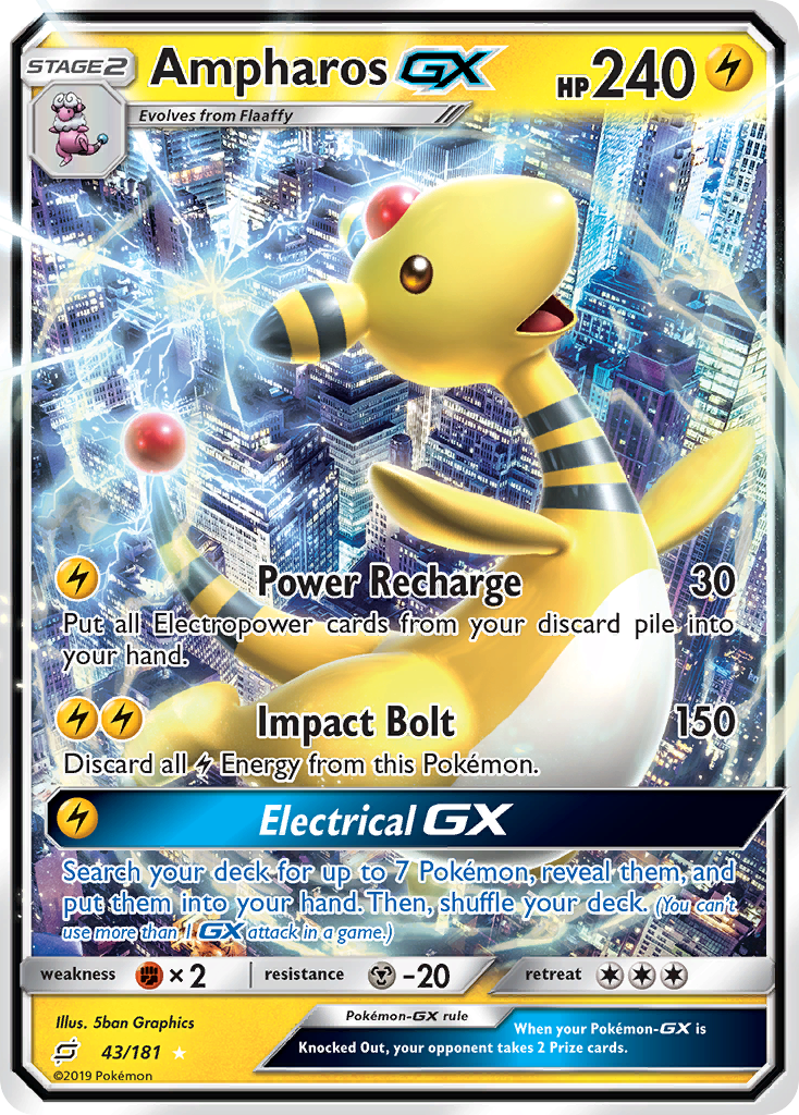 Ampharos GX (43/181) [Sun & Moon: Team Up] | Good Games Cannington