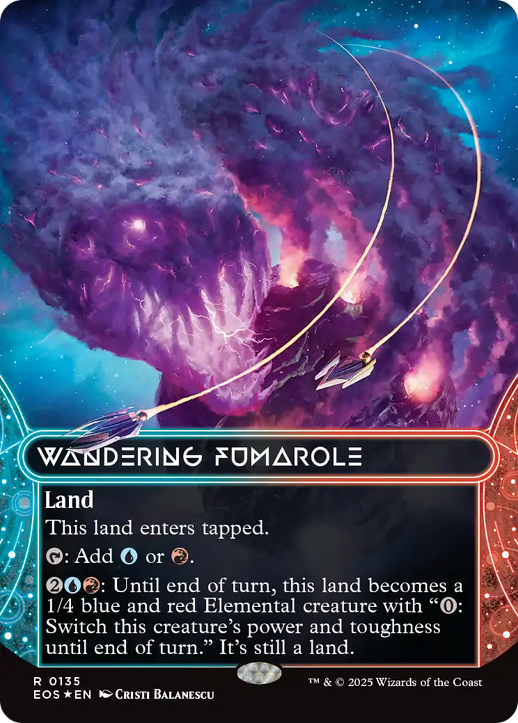 Wandering Fumarole (0135) (Borderless) (Galaxy Foil) [Edge of Eternities: Stellar Sights] | Good Games Cannington