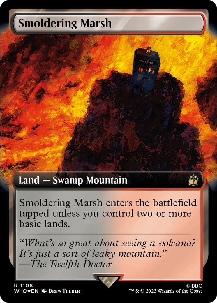 Smoldering Marsh (Extended Art) (Surge Foil) [Doctor Who] | Good Games Cannington