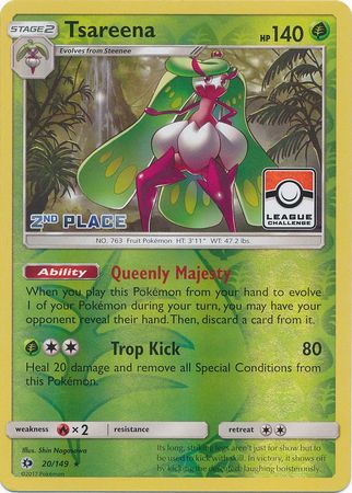 Tsareena (20/149) (League 2nd Place) [Sun & Moon: Base Set] | Good Games Cannington
