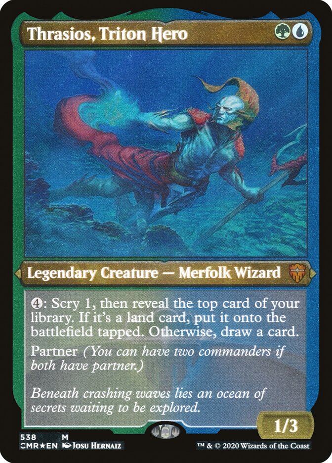 Thrasios, Triton Hero (Etched) [Commander Legends] | Good Games Cannington