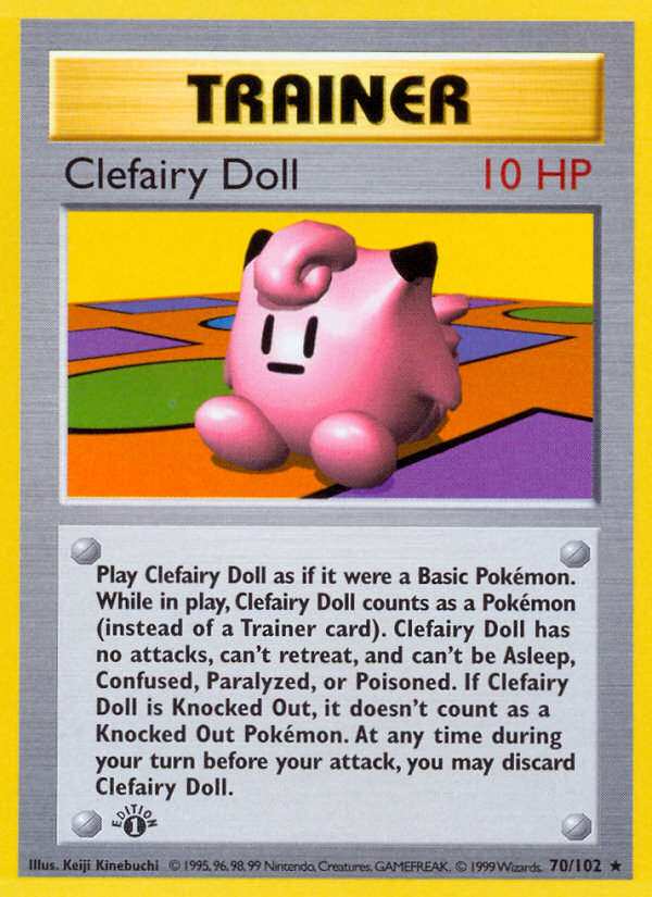 Clefairy Doll (70/102) (Shadowless) [Base Set 1st Edition] | Good Games Cannington