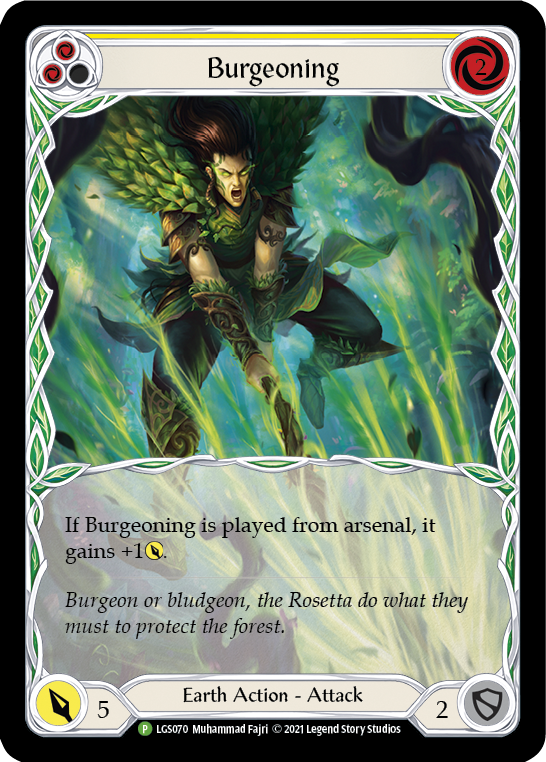 Burgeoning (Yellow) [LGS070] (Promo)  Rainbow Foil | Good Games Cannington