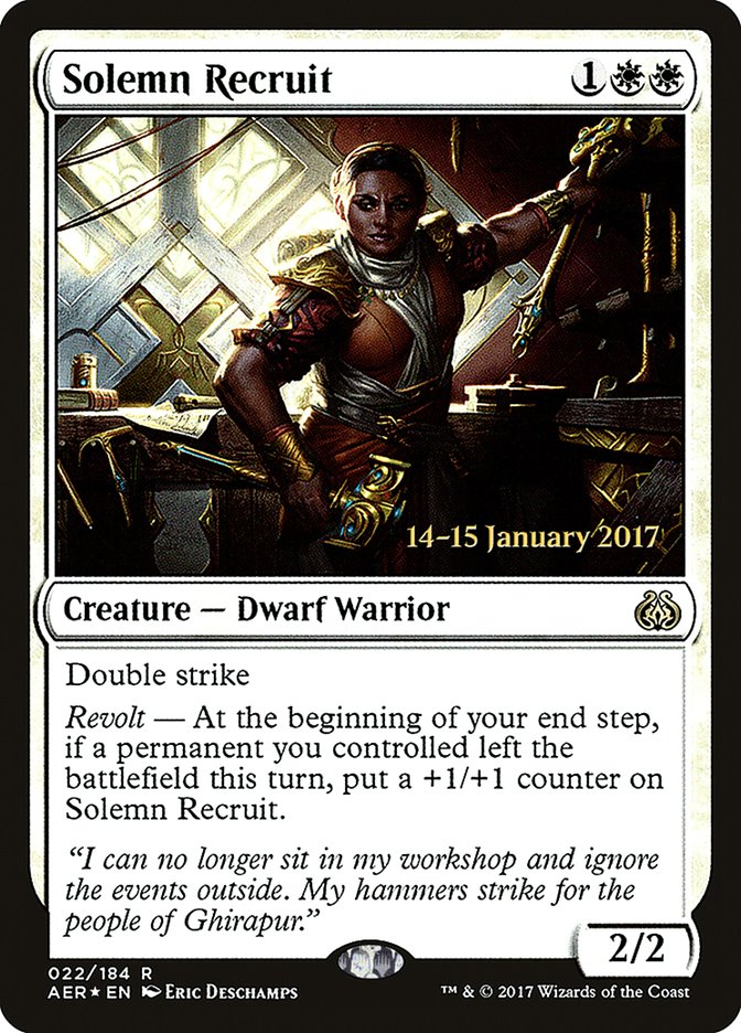 Solemn Recruit [Aether Revolt Prerelease Promos] | Good Games Cannington