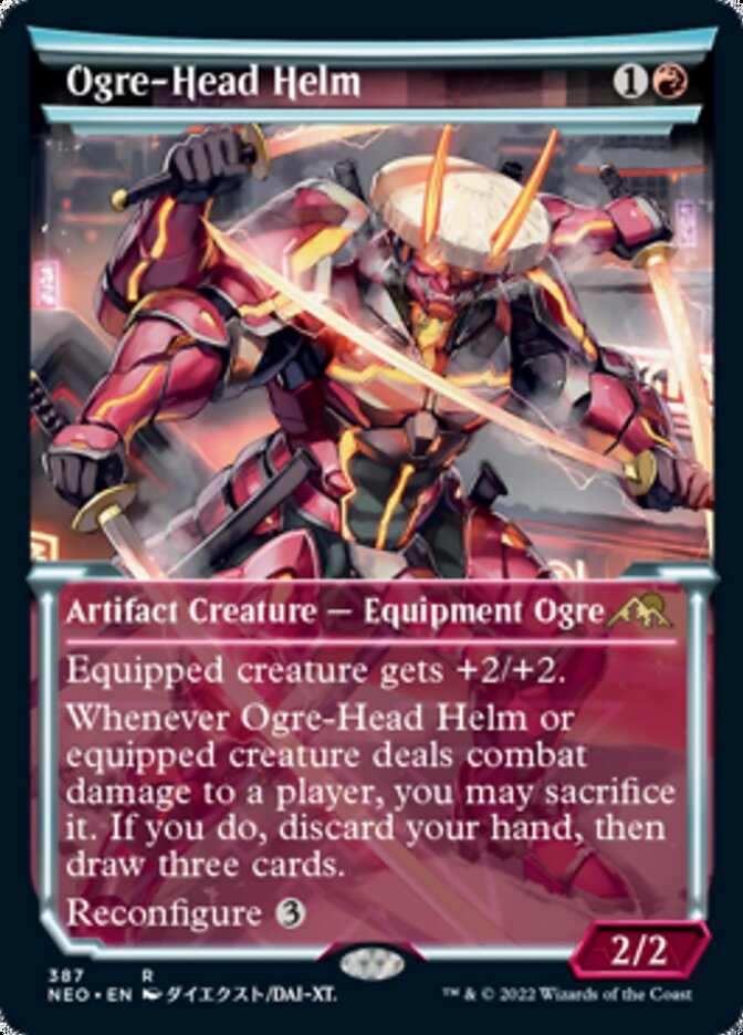 Ogre-Head Helm (Showcase Soft Glow) [Kamigawa: Neon Dynasty] | Good Games Cannington