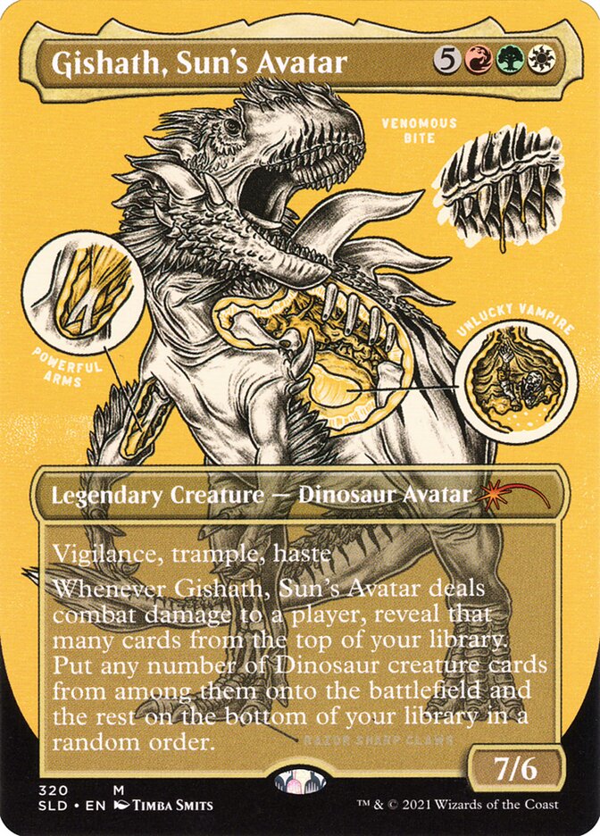 Gishath, Sun's Avatar (Borderless Foil Etched) [Secret Lair Drop Series] | Good Games Cannington