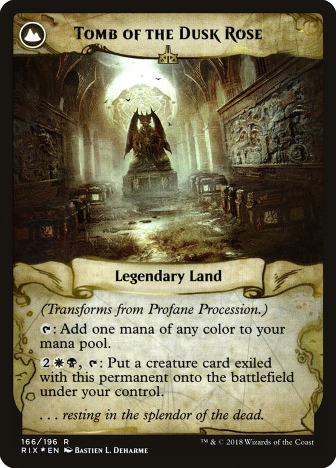 Profane Procession // Tomb of the Dusk Rose [Rivals of Ixalan Prerelease Promos] | Good Games Cannington