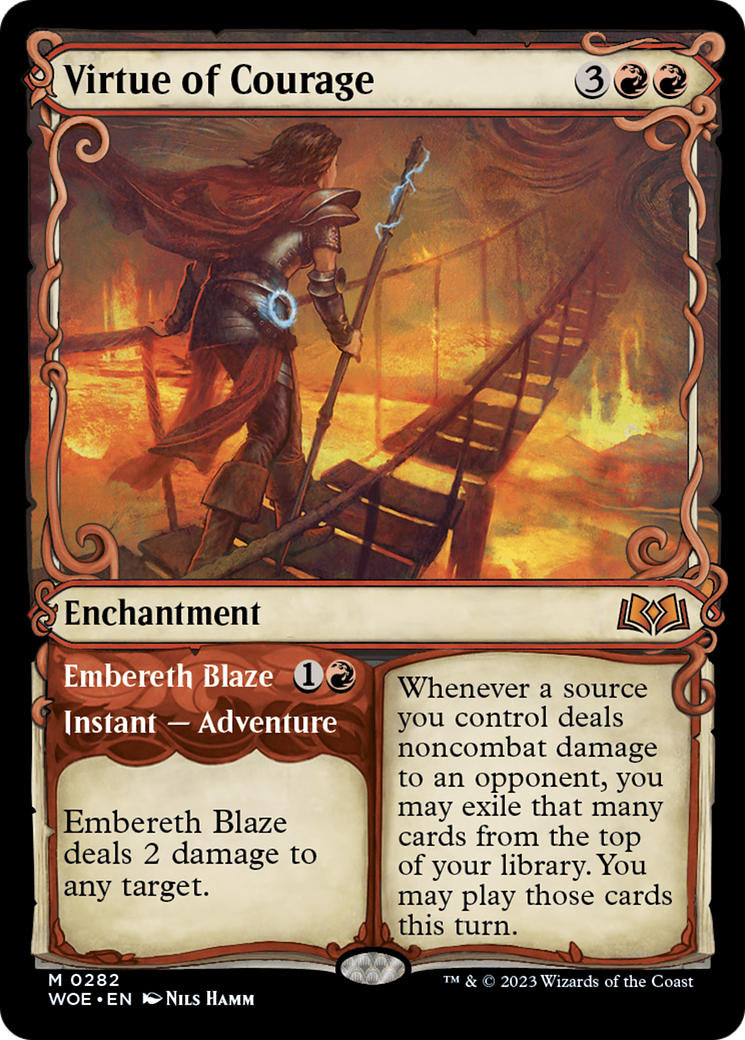 Virtue of Courage // Embereth Blaze (Showcase) [Wilds of Eldraine] | Good Games Cannington