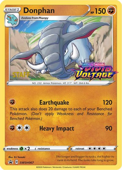 Donphan (SWSH067) (Staff Prerelease Promo) [Sword & Shield: Black Star Promos] | Good Games Cannington