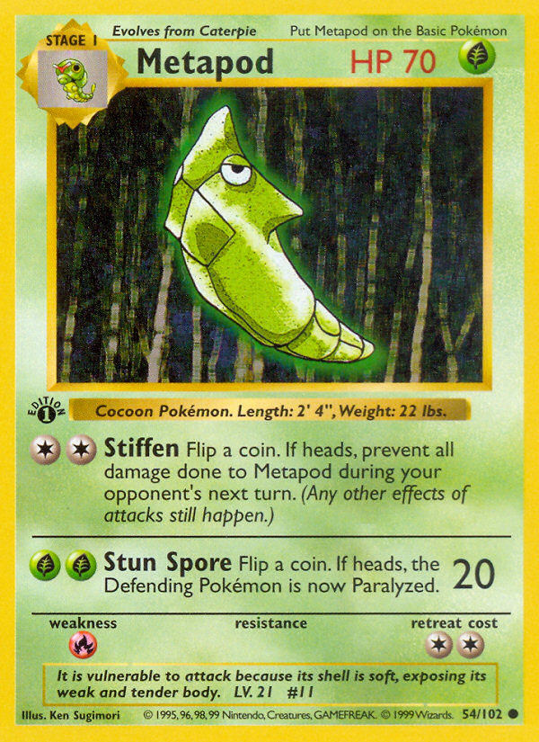 Metapod (54/102) (Shadowless) [Base Set 1st Edition] | Good Games Cannington