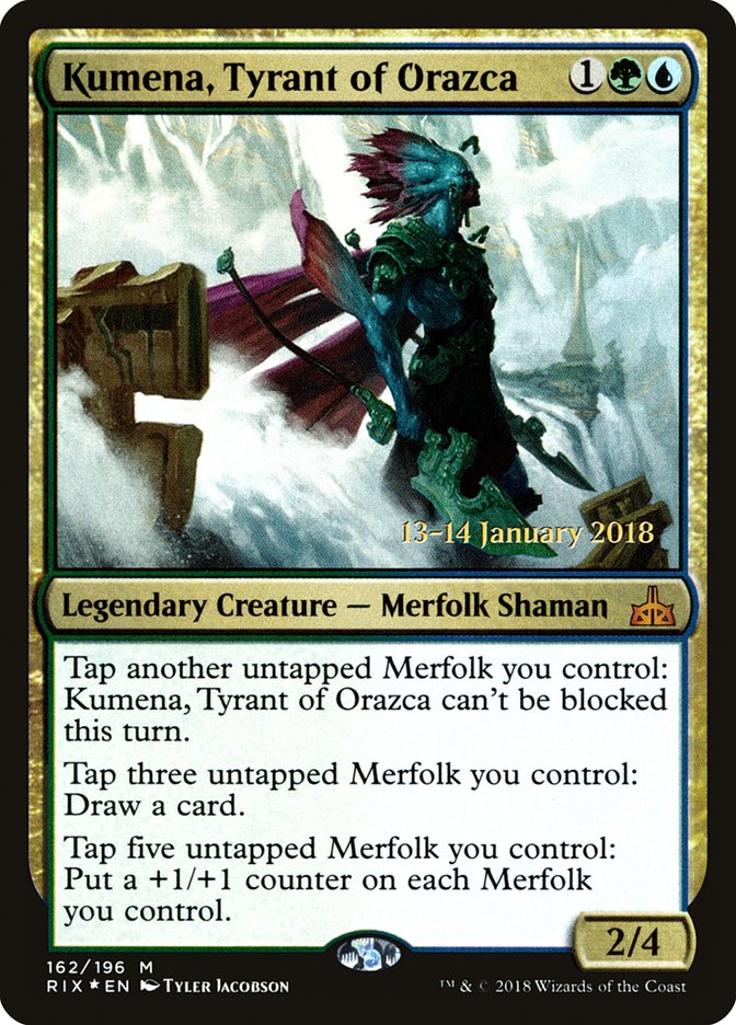 Kumena, Tyrant of Orazca [Rivals of Ixalan Prerelease Promos] | Good Games Cannington