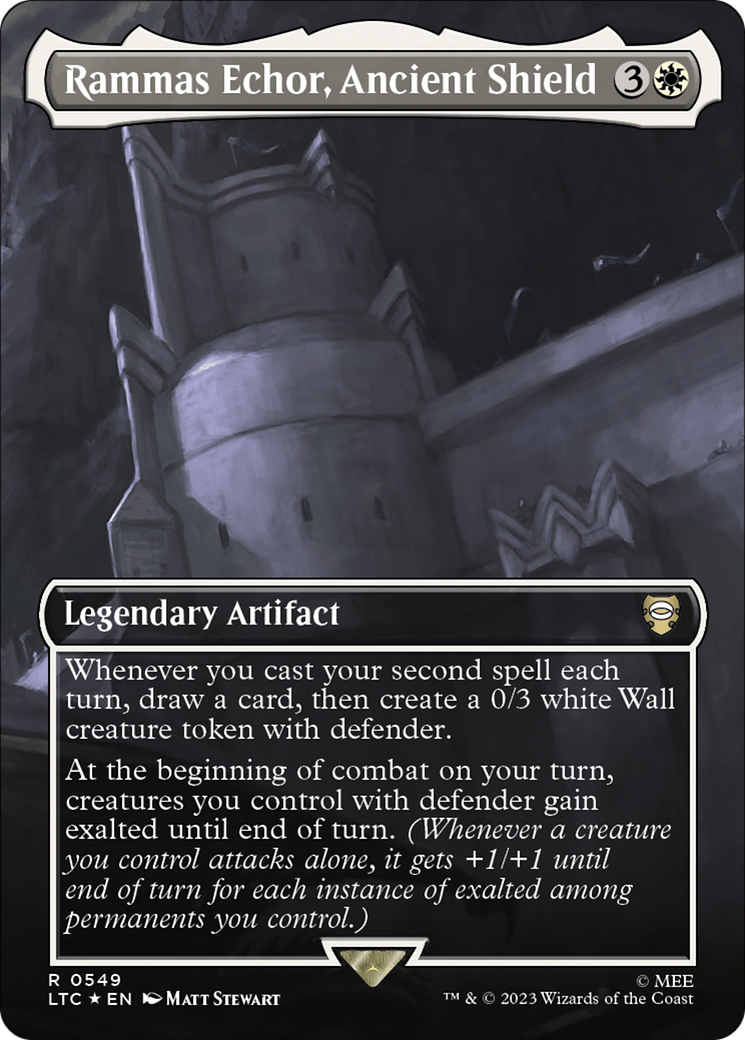 Rammas Echor, Ancient Shield (Borderless) (Surge Foil) [The Lord of the Rings: Tales of Middle-Earth Commander] | Good Games Cannington