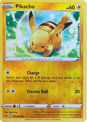 Pikachu (065/202) (Reverse Cosmos Holo) [Sword & Shield: Base Set] | Good Games Cannington