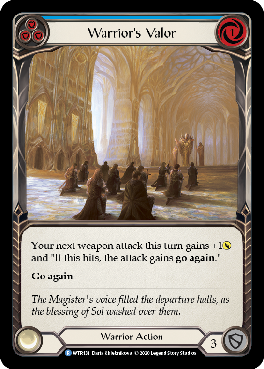 Warrior's Valor (Blue) [U-WTR131] (Welcome to Rathe Unlimited)  Unlimited Rainbow Foil | Good Games Cannington