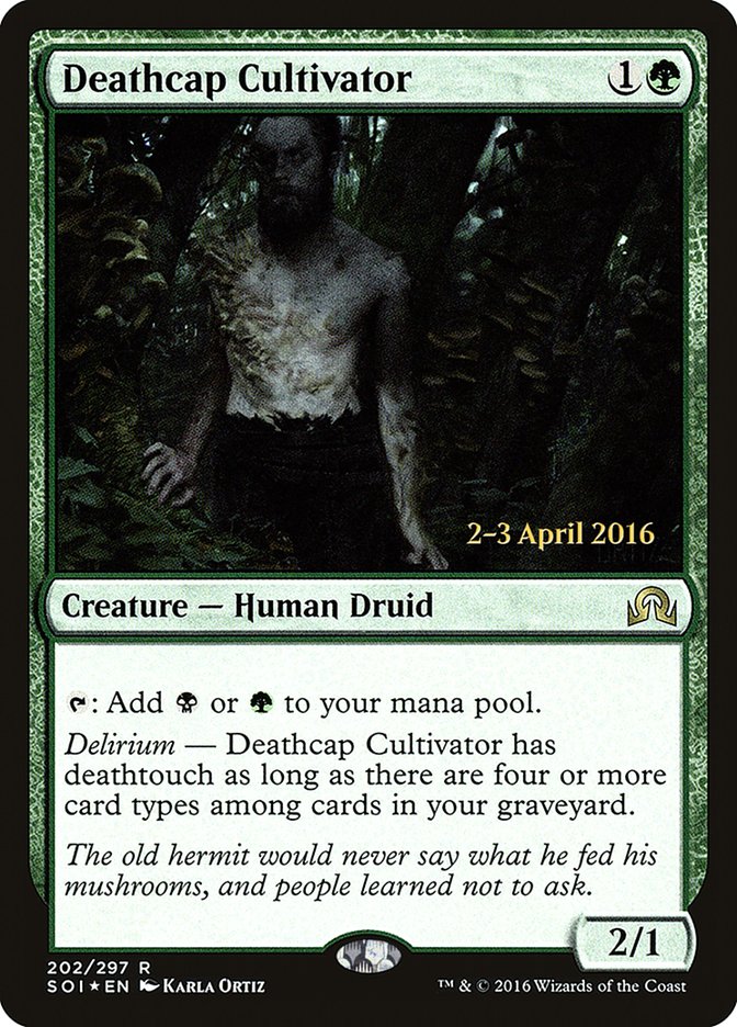 Deathcap Cultivator [Shadows over Innistrad Prerelease Promos] | Good Games Cannington