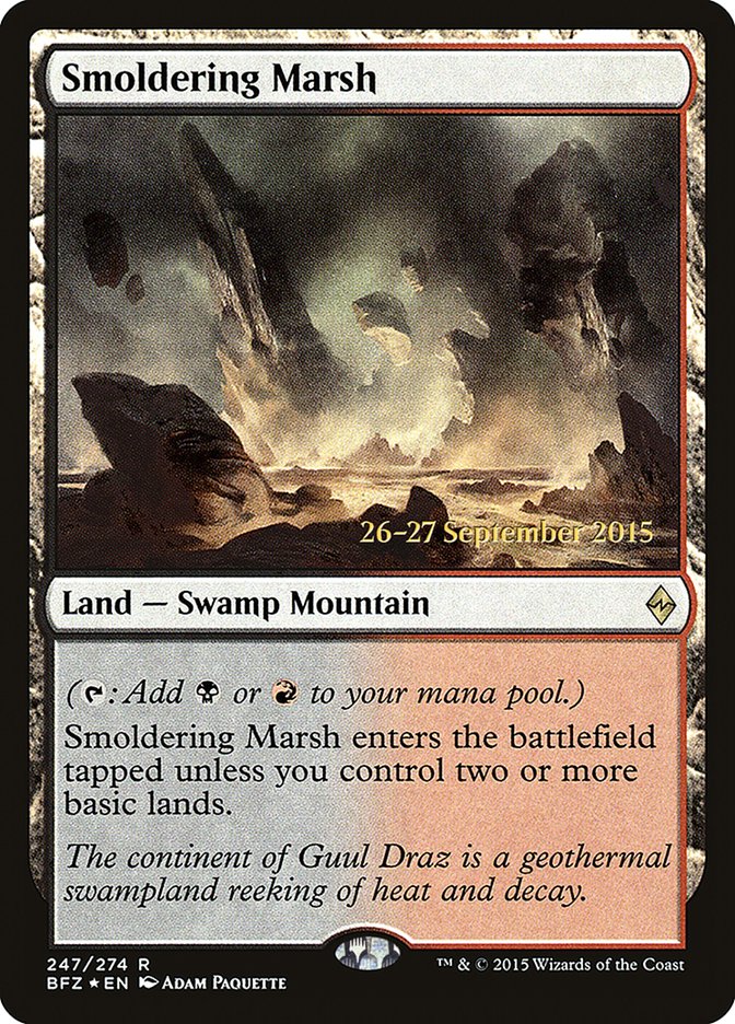 Smoldering Marsh [Battle for Zendikar Prerelease Promos] | Good Games Cannington