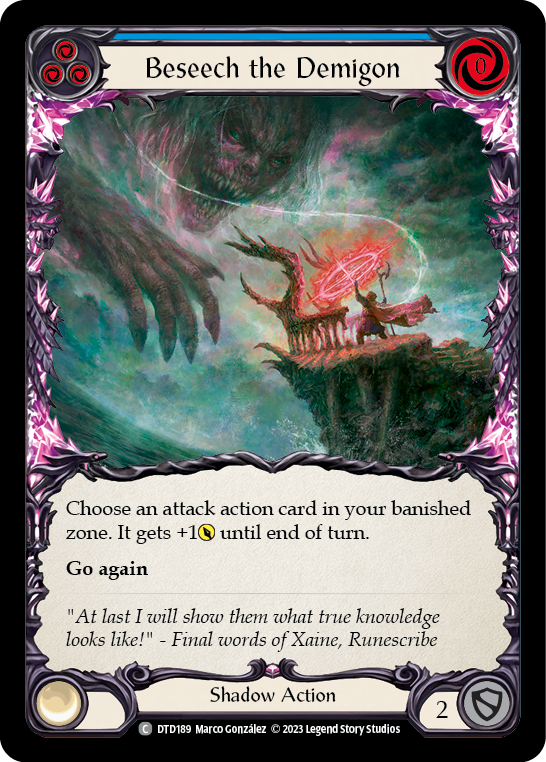 Beseech the Demigon (Blue) [DTD189] (Dusk Till Dawn)  Rainbow Foil | Good Games Cannington