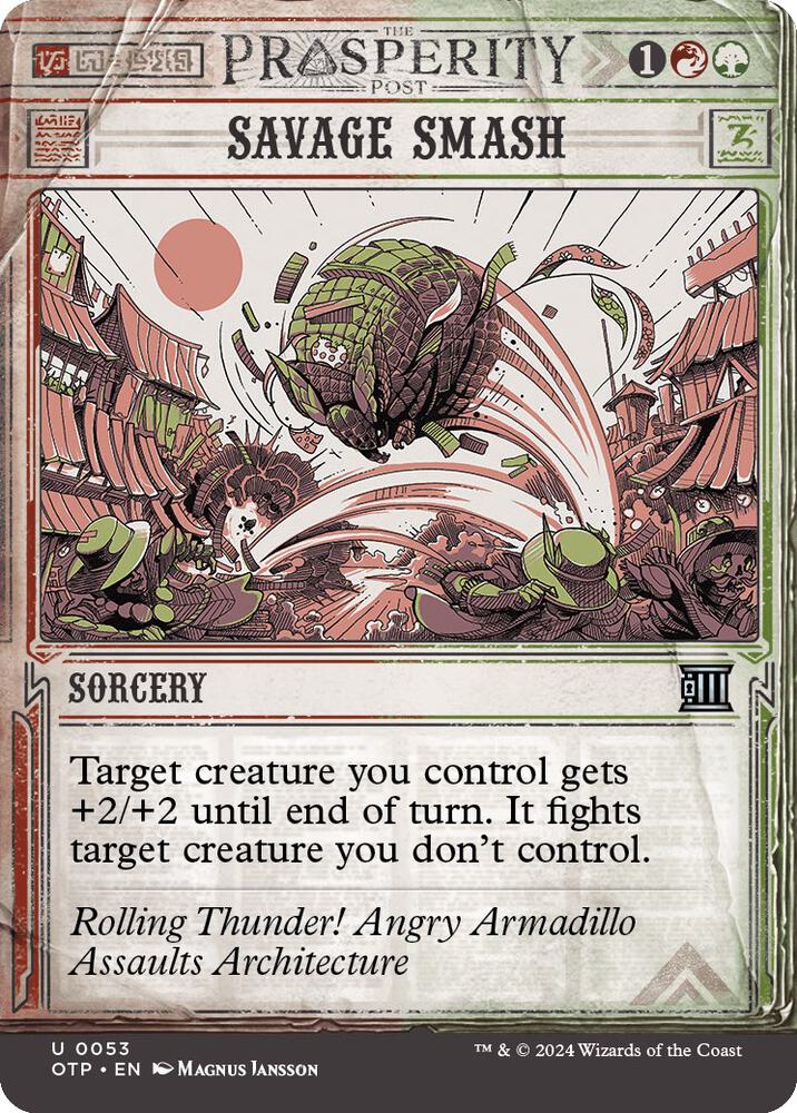 Savage Smash 53 (Outlaws of Thunder Junction: Breaking News)  - Foil | Good Games Cannington