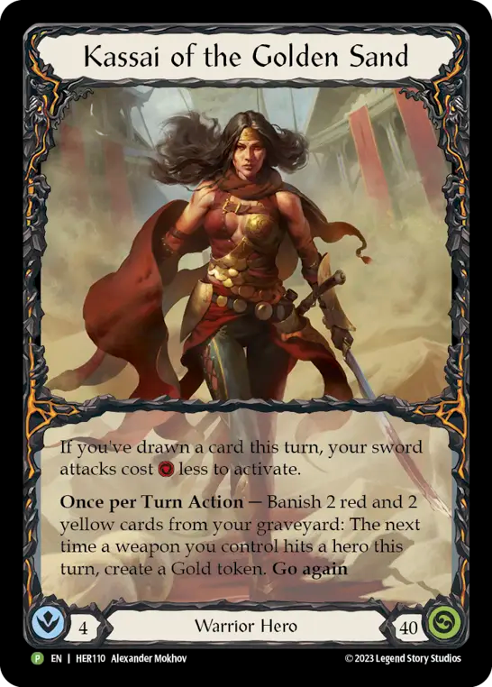 Kassai of the Golden Sand (Rainbow Foil) [HER110] (Promo)  Rainbow Foil | Good Games Cannington