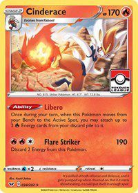 Cinderace (034/202) (League Promo) [Sword & Shield: Base Set] | Good Games Cannington
