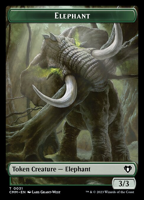 Clue // Elephant Double-Sided Token [Commander Masters Tokens] | Good Games Cannington