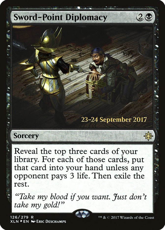 Sword-Point Diplomacy [Ixalan Prerelease Promos] | Good Games Cannington
