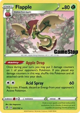 Flapple (022/192) (GameStop Exclusive) [Sword & Shield: Rebel Clash] | Good Games Cannington