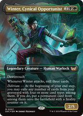 Winter, Cynical Opportunist (Borderless) [Duskmourn: House of Horror Commander] | Good Games Cannington