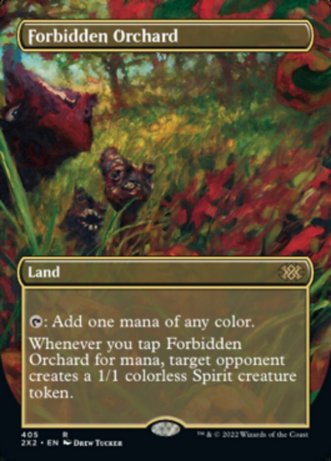 Forbidden Orchard (Borderless Alternate Art) [Double Masters 2022] | Good Games Cannington