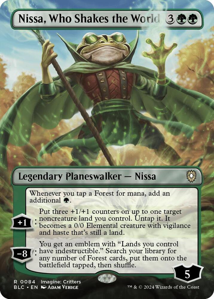 Nissa, Who Shakes the World 84 (Commander: Bloomburrow)  - Borderless | Good Games Cannington