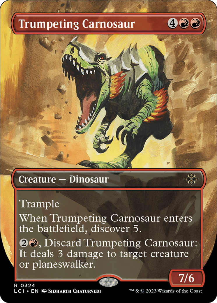 Trumpeting Carnosaur (Borderless) [The Lost Caverns of Ixalan] | Good Games Cannington