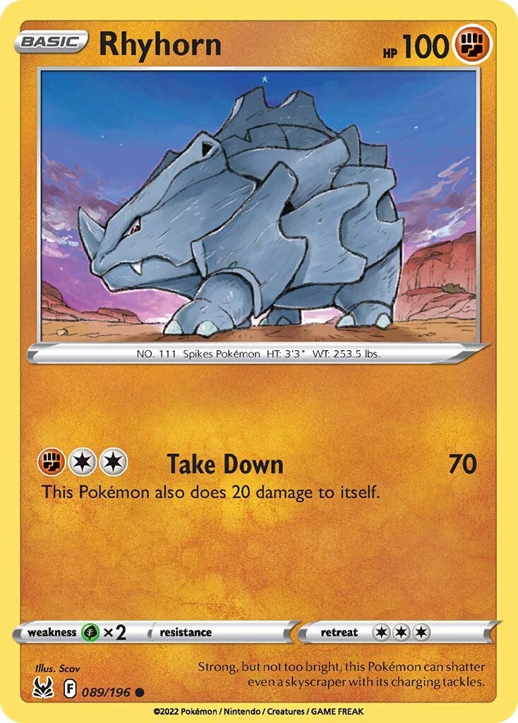 Rhyhorn (089/196) [Sword & Shield: Lost Origin] | Good Games Cannington