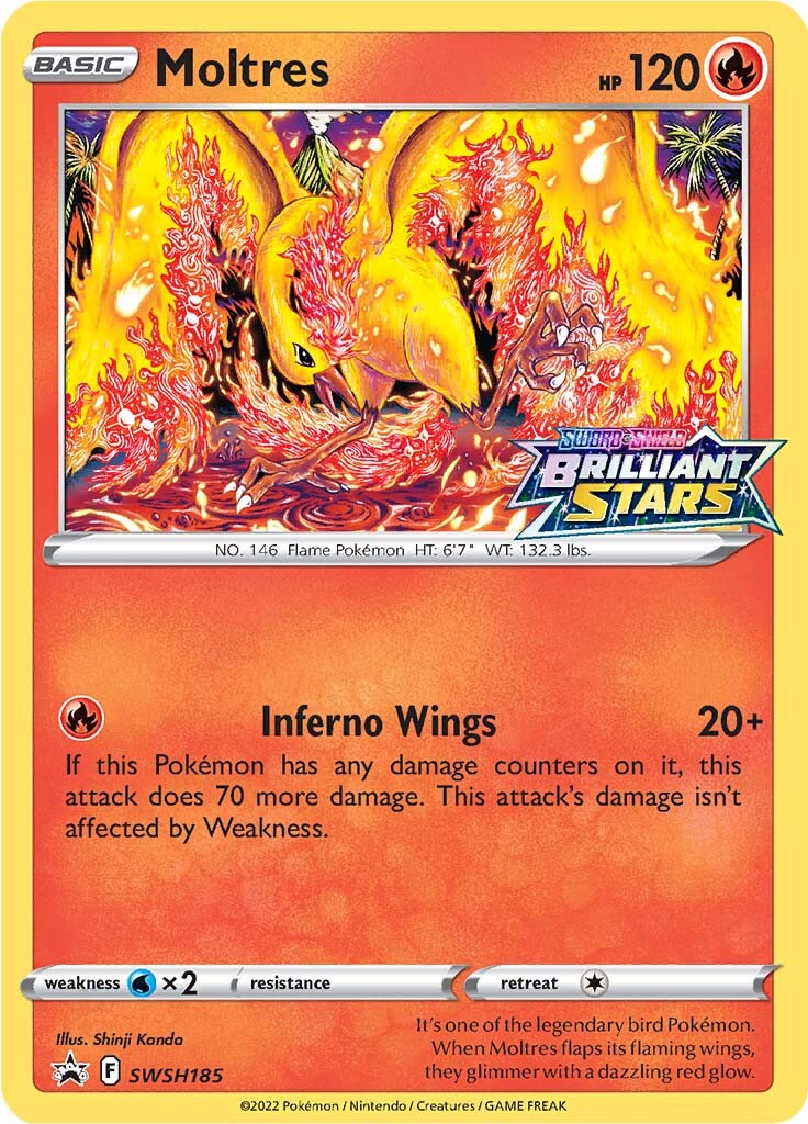 Moltres (SWSH185) (Prerelease Promo) [Sword & Shield: Black Star Promos] | Good Games Cannington