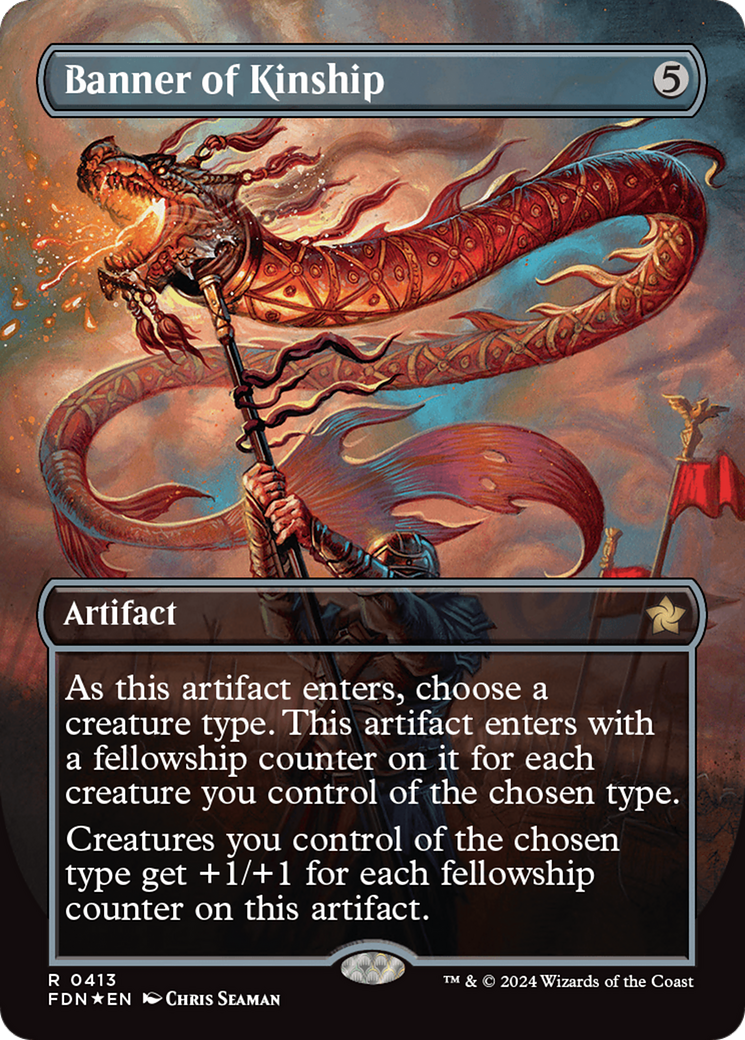 Banner of Kinship (Borderless) (Mana Foil) [Foundations] | Good Games Cannington