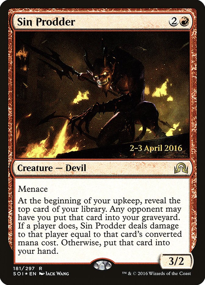 Sin Prodder [Shadows over Innistrad Prerelease Promos] | Good Games Cannington